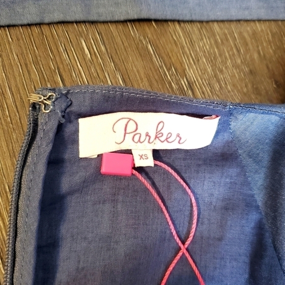 New Parker Adeline A-Line Chambray Dress - Picture 8 of 10